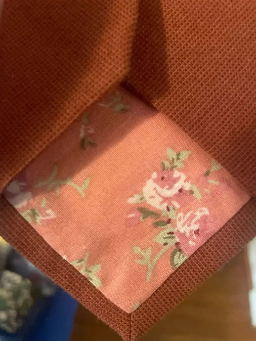 DAZI Cinnamon Rust Solid Skinny Tie with Floral Lining